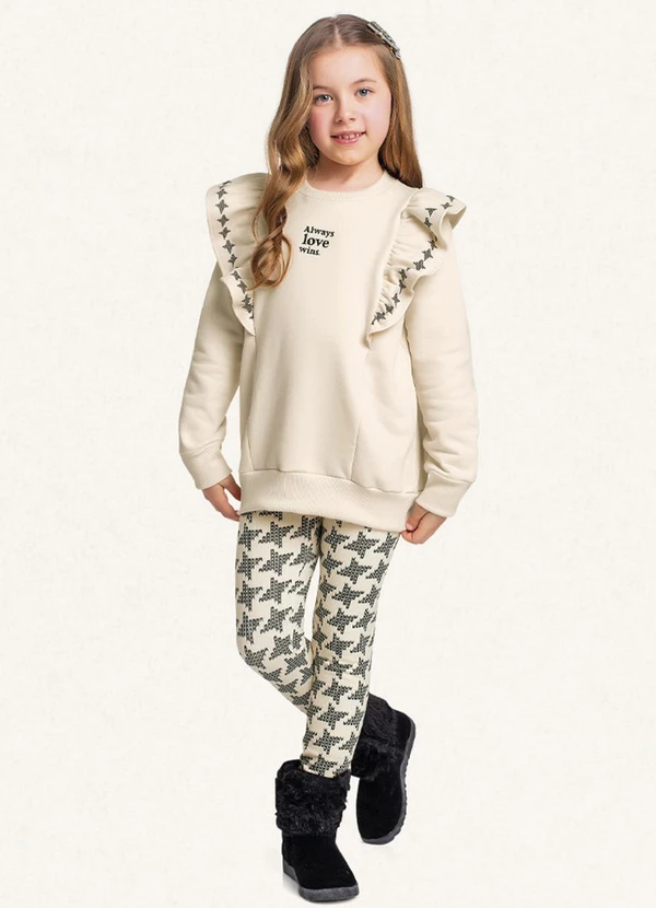 Fakini Kids - Conjunto Blusão/Legging Bege