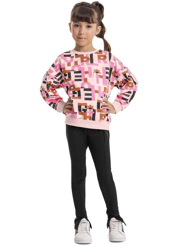 Quimby - Conjunto Blusão Legging Infantil Rosa