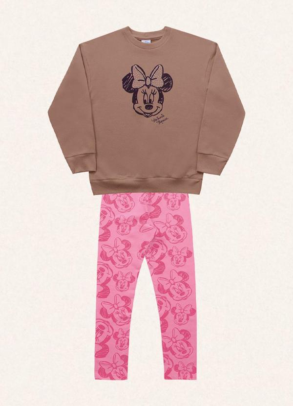 Fakini Kids - Conjunto Blusão/Legging Minnie Marrom