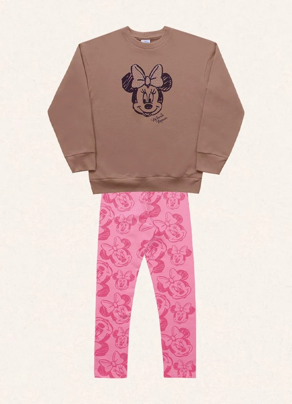 Fakini Kids - Conjunto Blusão/Legging Minnie Marrom