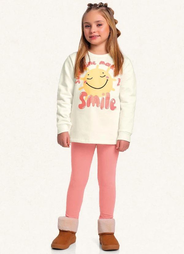 Fakini Kids - Conjunto Blusão/Legging Off White