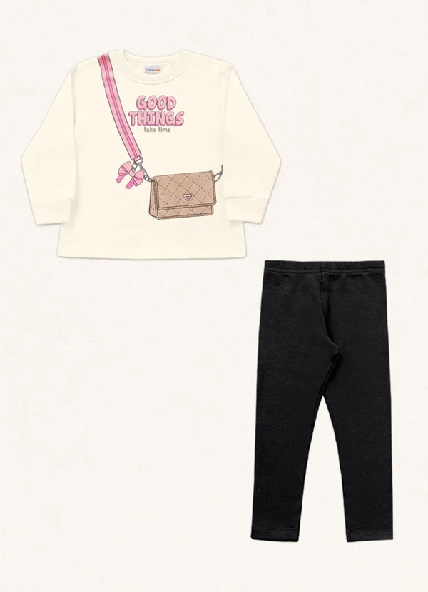Fakini Kids - Conjunto Blusão/Legging Preto