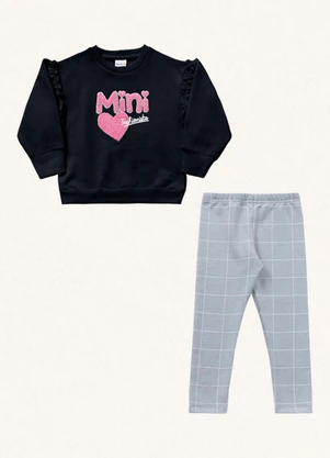 Fakini Kids - Conjunto Blusão/Legging Preto - FAKINI KIDS