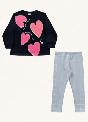 Fakini Kids - Conjunto Blusão/Legging Preto - FAKINI KIDS
