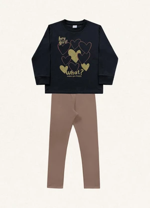 Fakini Kids - Conjunto Blusão/Legging Preto - FAKINI KIDS