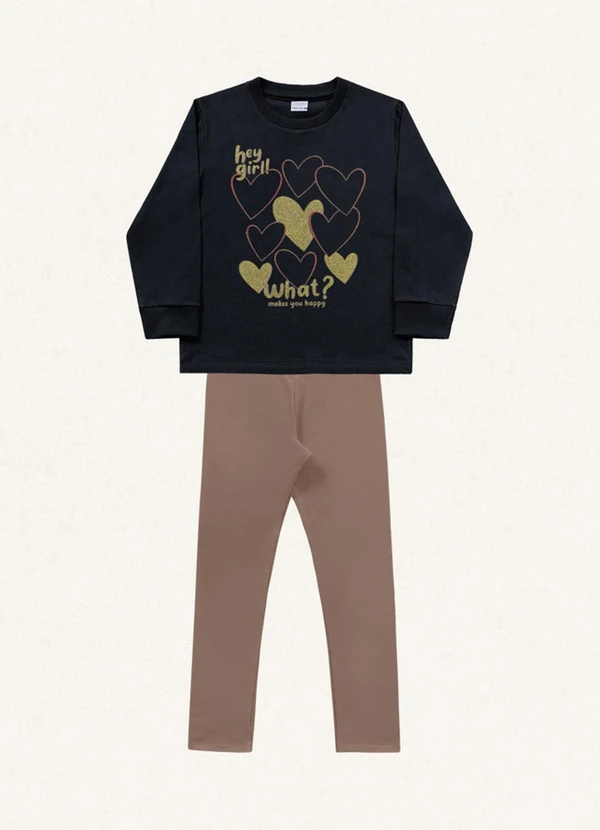 Fakini Kids - Conjunto Blusão/Legging Preto