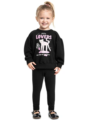 Bee Loop - Conjunto Blusão Lovers e Calça Preto - BEE LOOP
