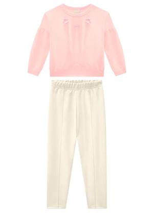 Milli e Nina - Conjunto Blusão Molecotton e Leging Suede Rosa - MILLI E NINA