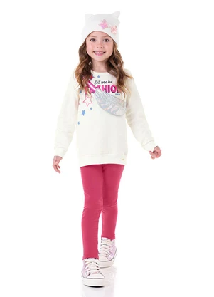 Marlan - Conjunto Blusão Moletom e Legging Fashion Bege - MARLAN