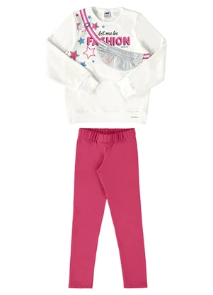Marlan - Conjunto Blusão Moletom e Legging Fashion Bege - MARLAN