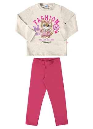 Marlan - Conjunto Blusão Moletom e Legging Fashion Cinza - MARLAN