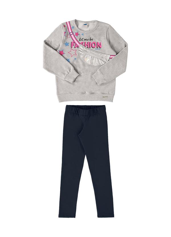 Marlan - Conjunto Blusão Moletom e Legging Fashion Cinza