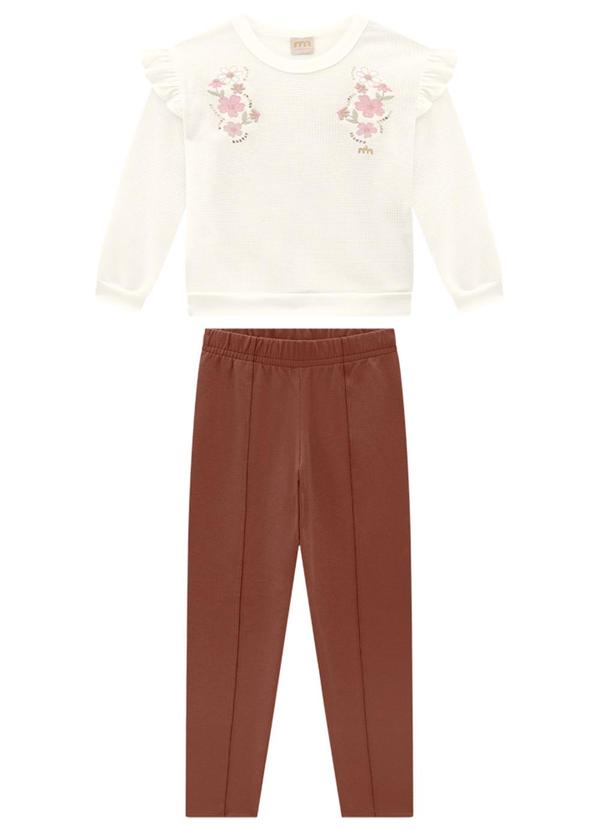 Milli e Nina - Conjunto Blusão Tricot e Legging Molecotton Bege