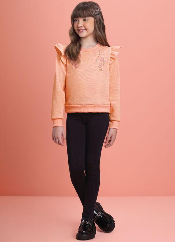 Milli e Nina - Conjunto Blusão Tricot e Legging Molecotton Rosa