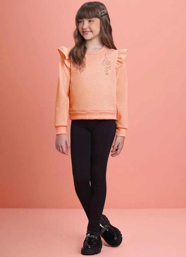 Milli e Nina - Conjunto Blusão Tricot e Legging Molecotton Rosa