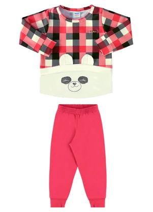 Marlan - Conjunto Blusão Xadrez e Calça Moletom Vermelho - MARLAN