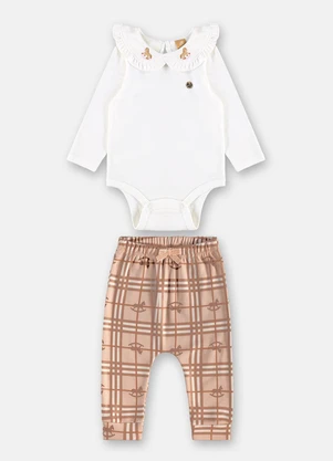 Up Baby - Conjunto Body Bebê Menina Calça Branco - UP BABY
