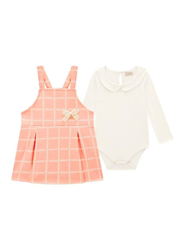 Milli e Nina - Conjunto Body Coton e Salopete Tweed Luxo Rosa 2
