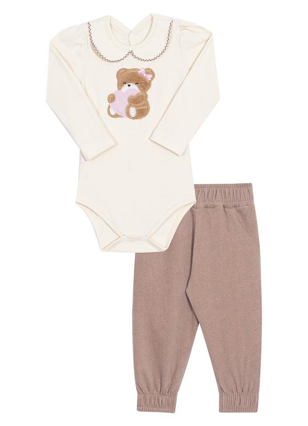 Randa Mundu - Conjunto Body Cotton / Calça Dupla Face Bege