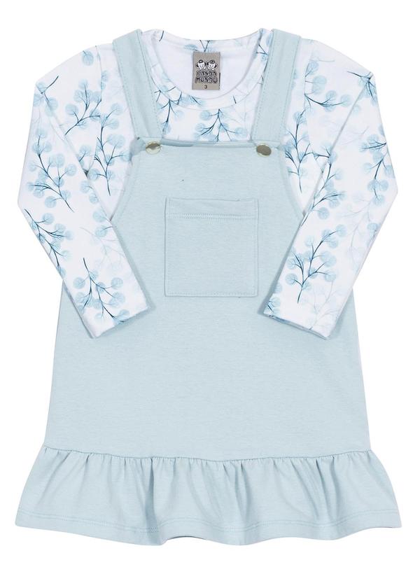 Randa Mundu - Conjunto Body Cotton/ Salopete Molecotton Azul
