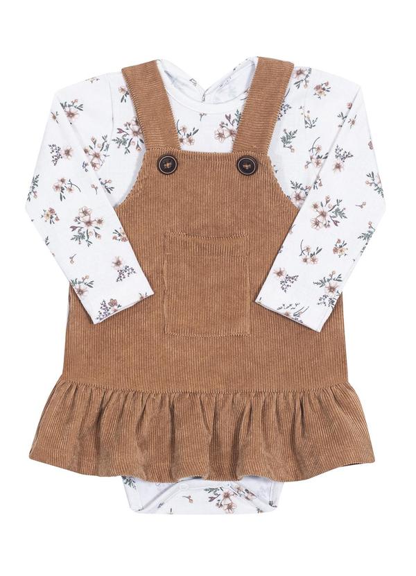 Randa Mundu - Conjunto Body Cotton/Salopete Veludo Laranja
