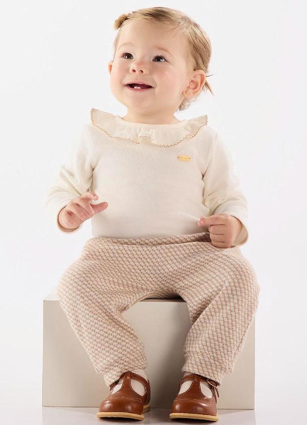 Up Baby - Conjunto Body e Calça Bebê Bege