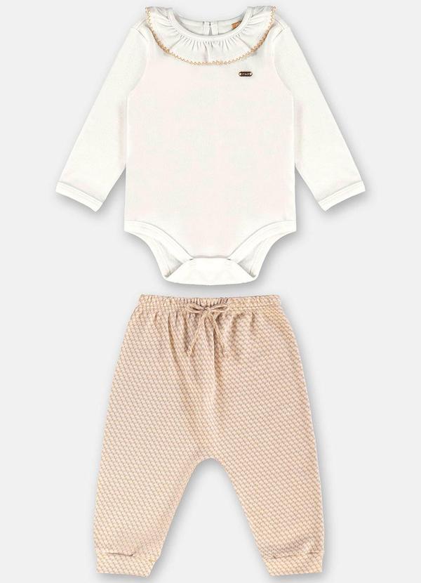 Up Baby - Conjunto Body e Calça Bebê Bege 2