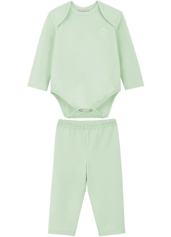 Lik Kids - Conjunto Body e Calça Cotton com Bordado Verde