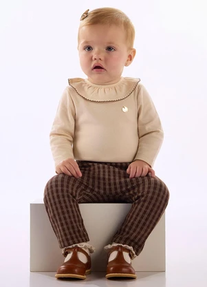 Up Baby - Conjunto Body e Calça Jacquard Marrom - UP BABY