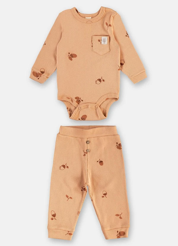 Up Baby - Conjunto Body e Calça Marrom 1