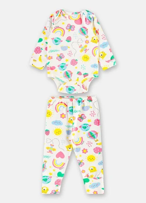 Up Baby - Conjunto Body e Calça Suedine Amarelo - UP BABY