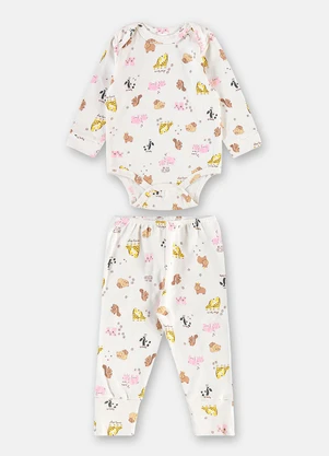 Up Baby - Conjunto Body e Calça Suedine Branco - UP BABY