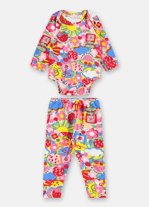 Up Baby - Conjunto Body e Calça Suedine Vermelho - UP BABY