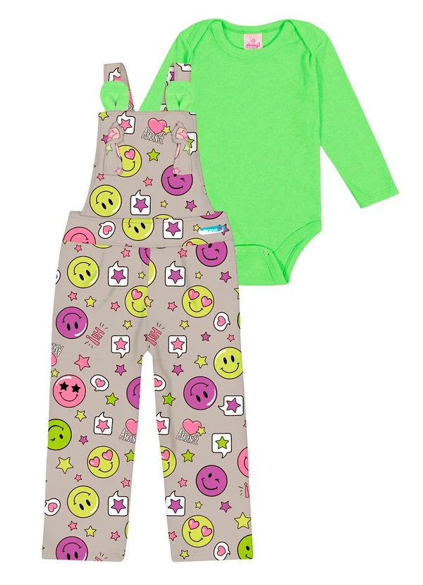 Abrange - Conjunto Body e Jardineira Baby Verde