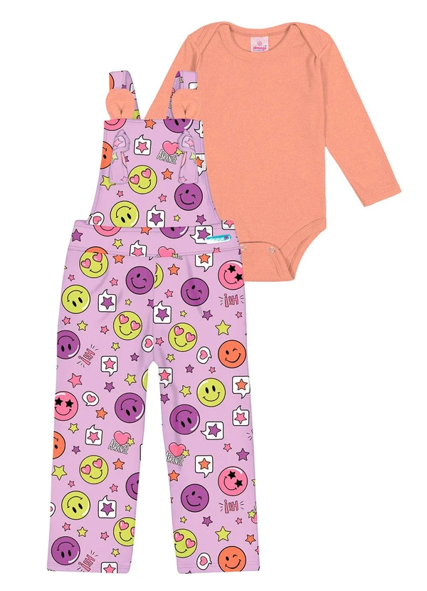 Abrange Conjunto Body e Jardineira Neon Baby Laranja