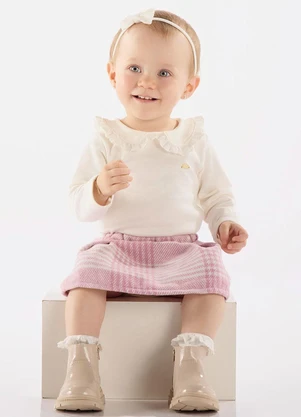 Up Baby - Conjunto Body e Saia Bebê Bege - UP BABY