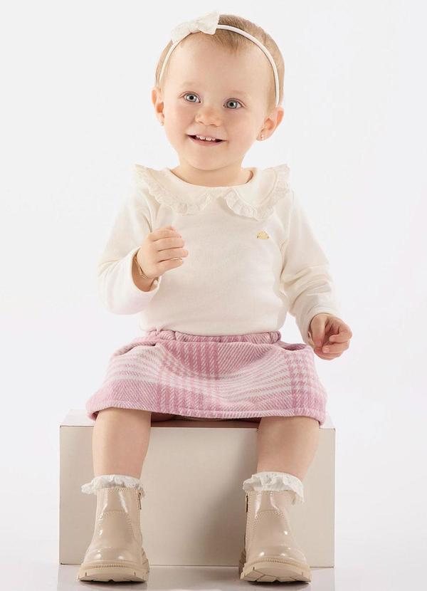 Up Baby - Conjunto Body e Saia Bebê Bege