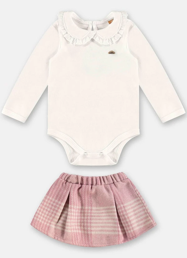 Up Baby - Conjunto Body e Saia Bebê Bege 2