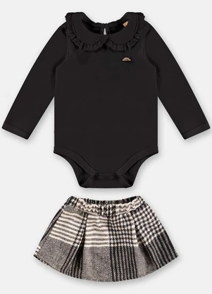 Up Baby - Conjunto Body e Saia Bebê Preto - UP BABY