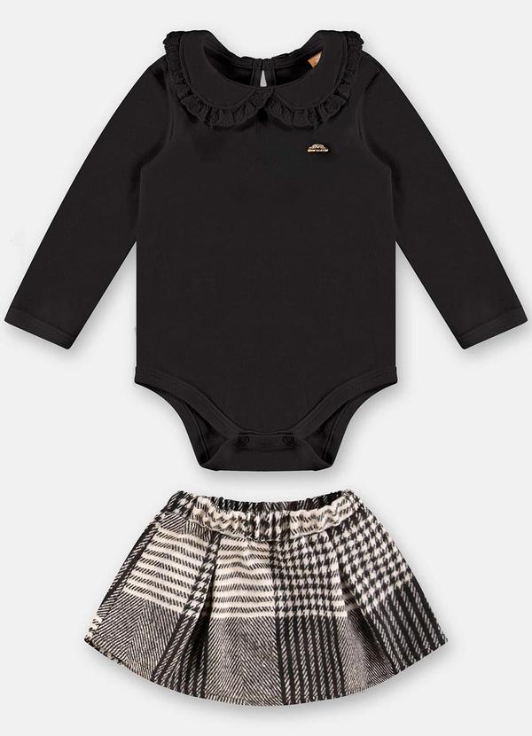 Up Baby - Conjunto Body e Saia Bebê Preto
