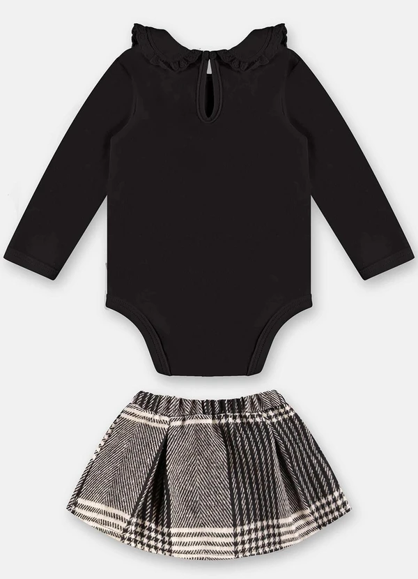 Up Baby - Conjunto Body e Saia Bebê Preto 2