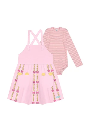 Abrange - Conjunto Body e Salopete Bege - ABRANGE