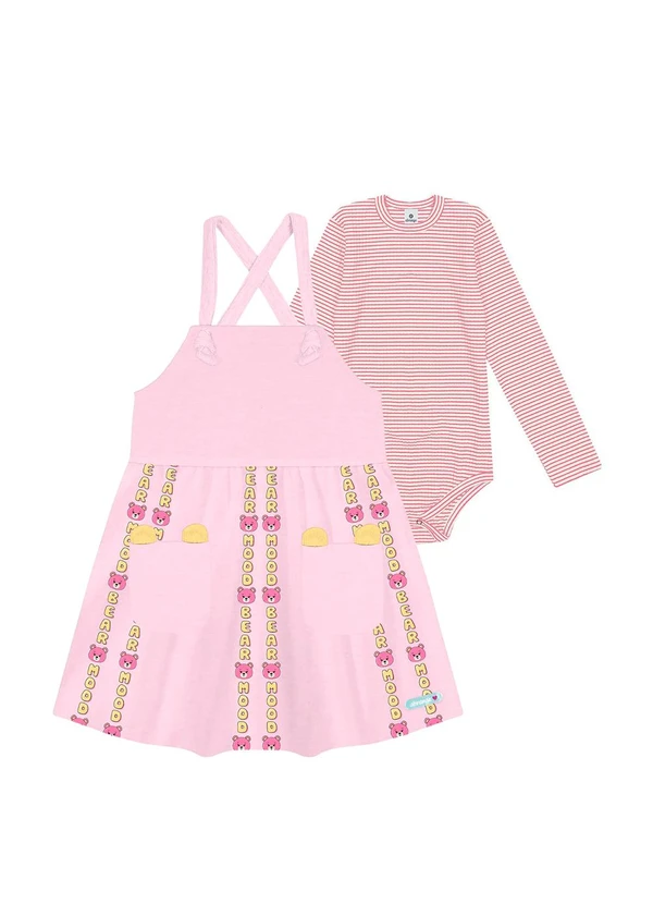 Abrange - Conjunto Body e Salopete Bege