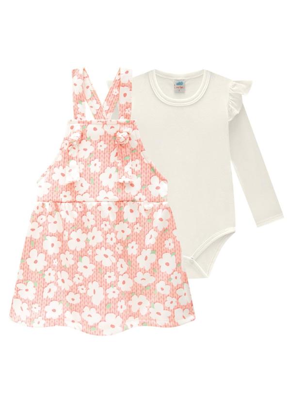 Marlan - Conjunto Body e Salopete Tricot Floral Rosa 2