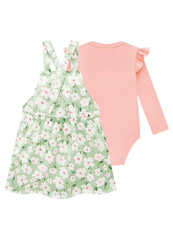 Marlan - Conjunto Body e Salopete Tricot Floral Verde 2