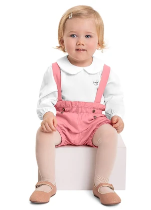 Quimby - Conjunto Body e Short Bebê Menina Branco - QUIMBY