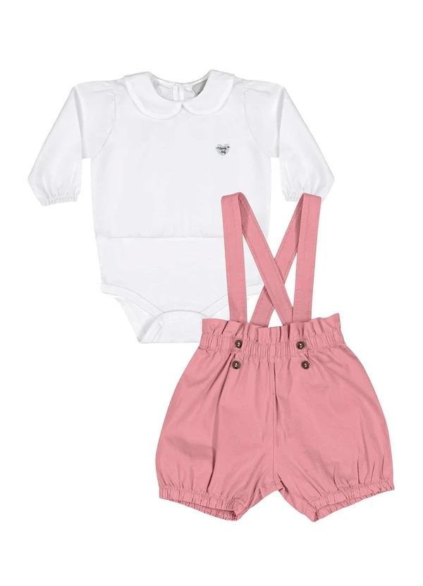 Quimby - Conjunto Body e Short Bebê Menina Branco 2