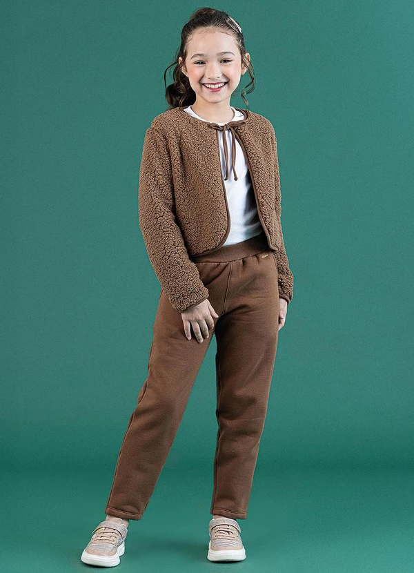 Soft Bonni - Conjunto Bolero e Calça Infantil Conhaque