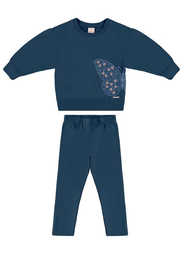 Carinhoso - Conjunto Borboleta em Moletom Azul 1