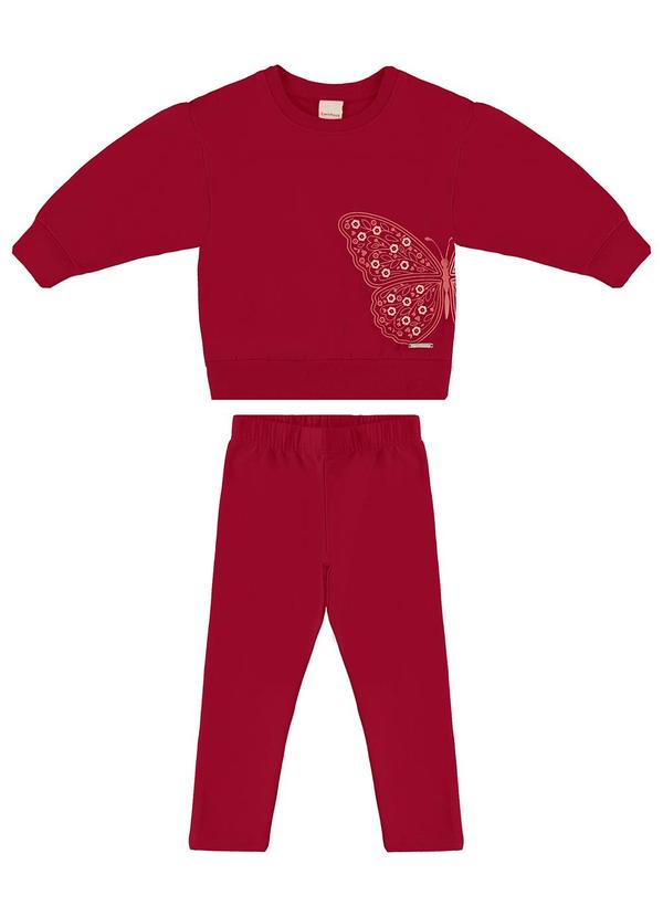 Carinhoso - Conjunto Borboleta em Moletom Vermelho